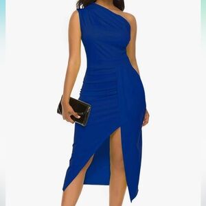 Chic Asymmetrical Royal Blue Dress